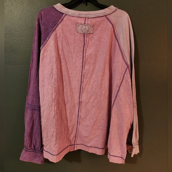 NWT Blue Velvet Purple Boho XL Oversized Long-sleeved Top - Picture 4 of 4